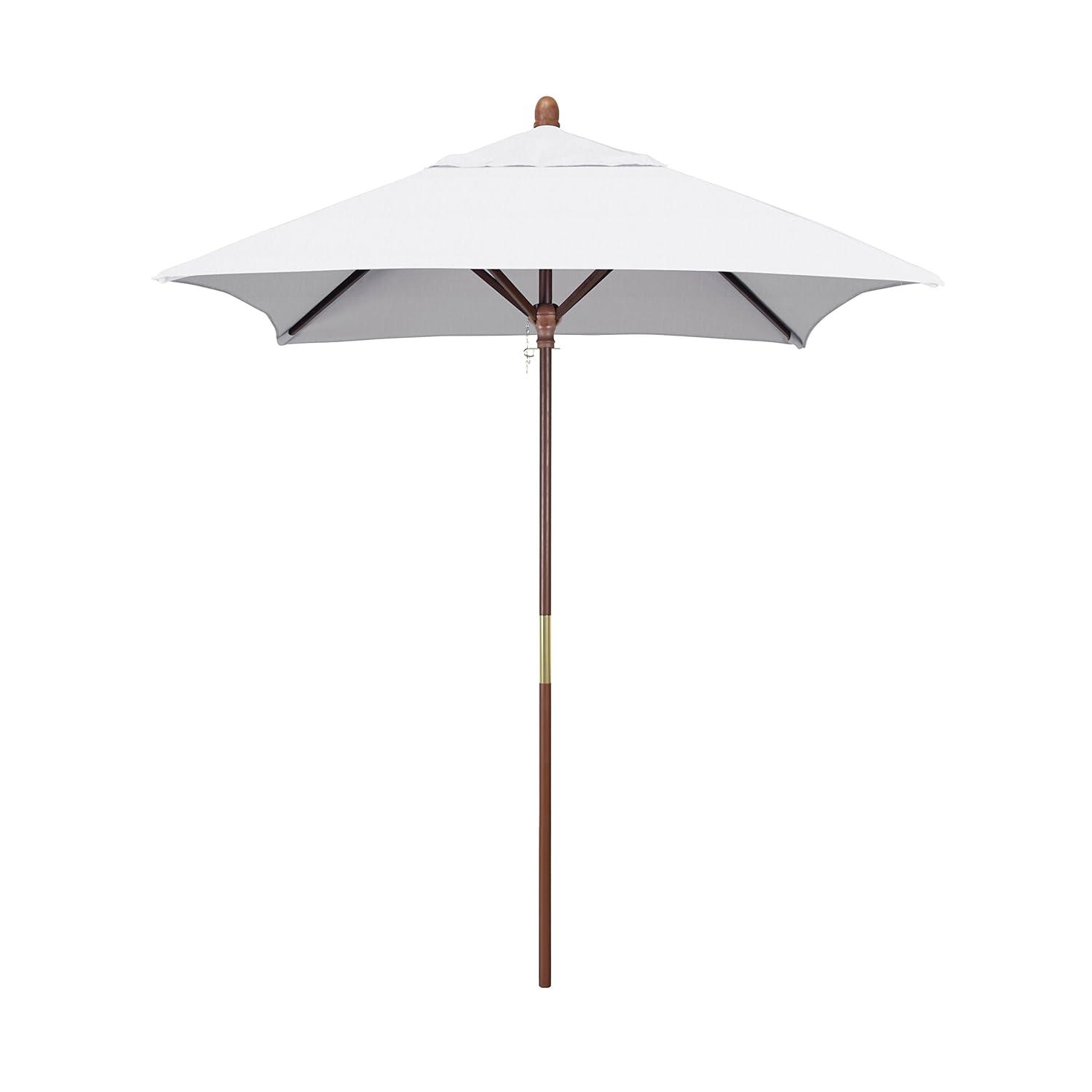 6' White Fabric Octagonal Market Umbrella with Wood Pole