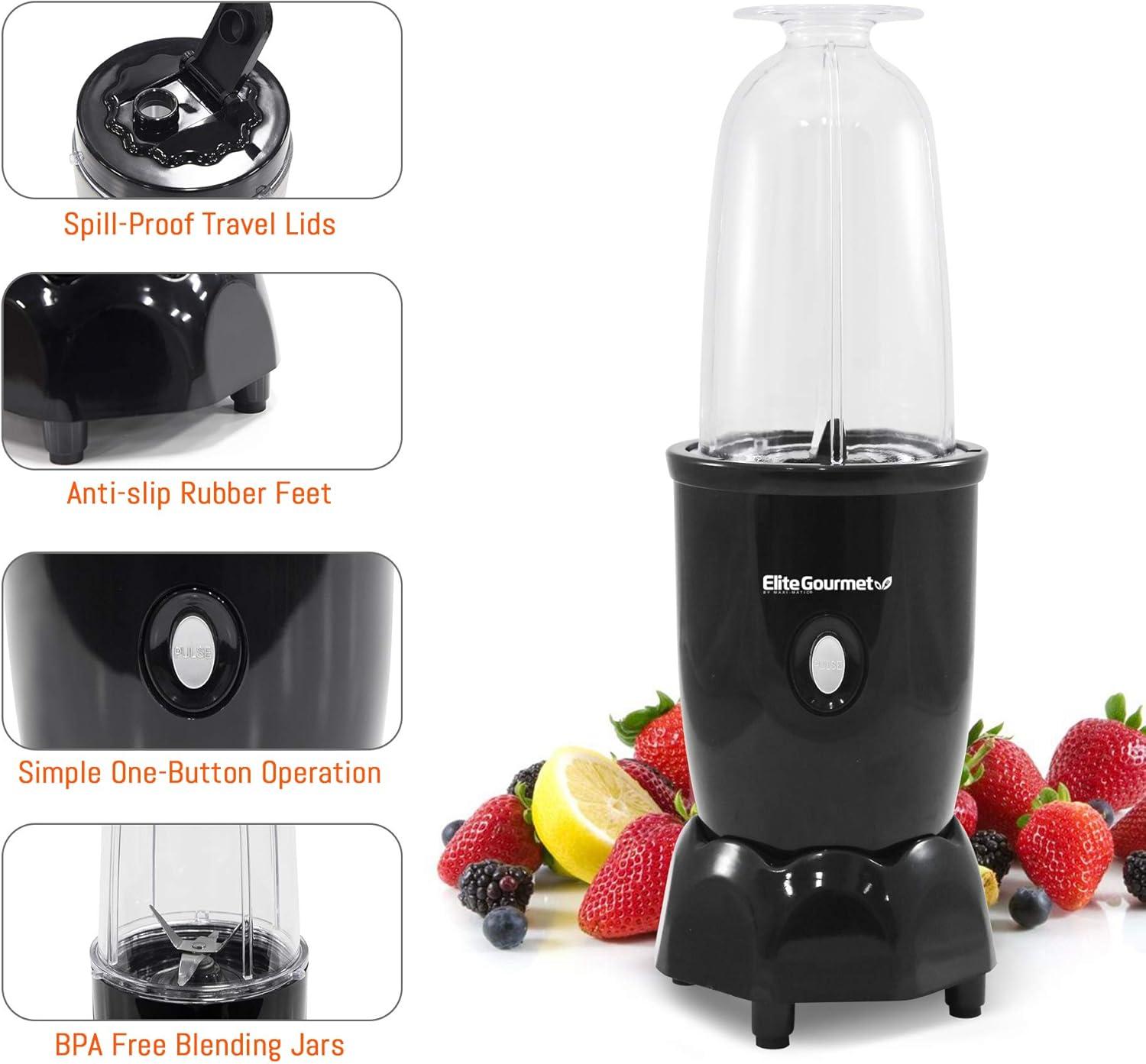 Elite Cuisine 17 Piece Personal Drink Blender with 4 x 16oz. Travel Cups EPB-1800