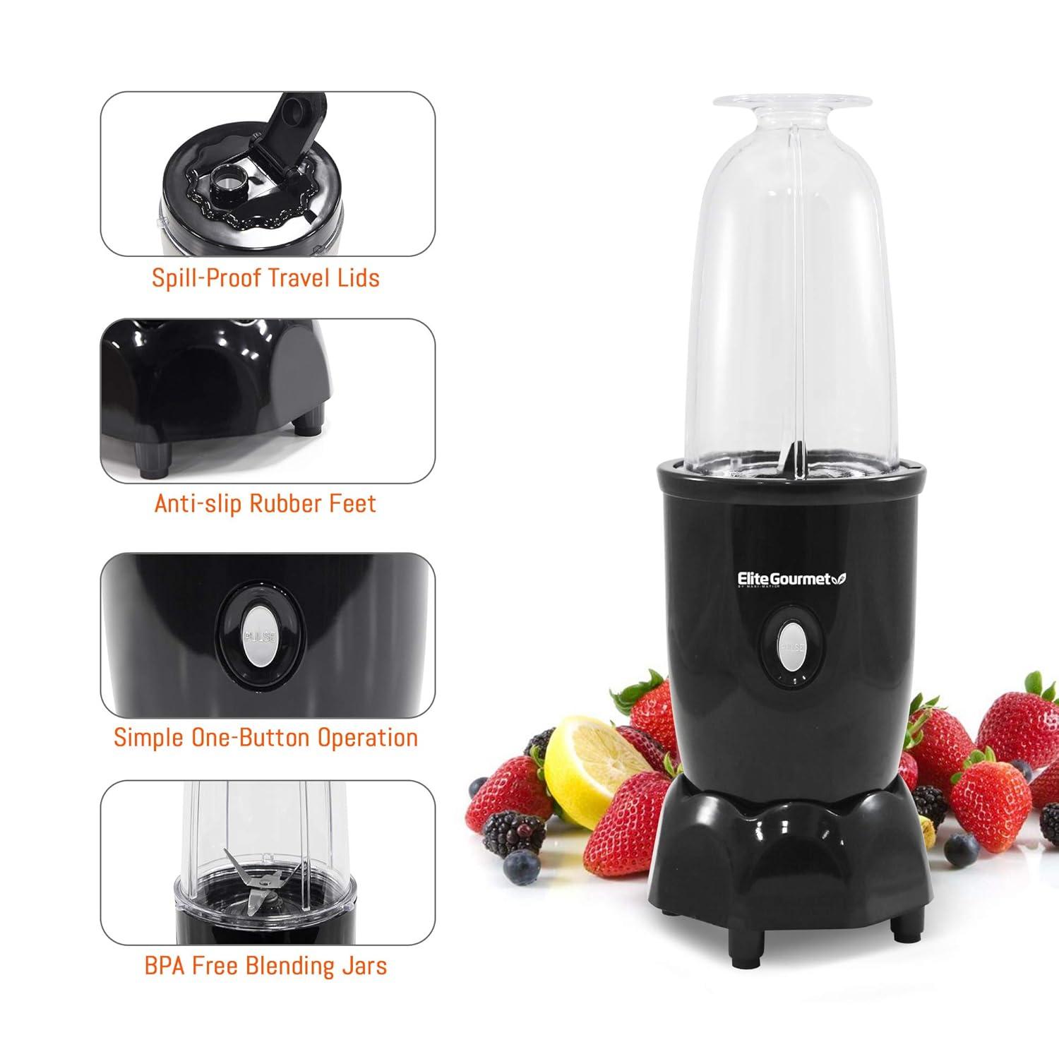 Elite Cuisine 17 Piece Personal Drink Blender with 4 x 16oz. Travel Cups EPB-1800