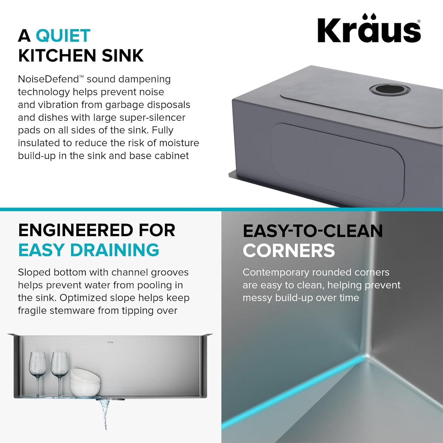 KRAUS Standart PRO™ Undermount 16 Gauge Stainless Steel Kitchen Sink