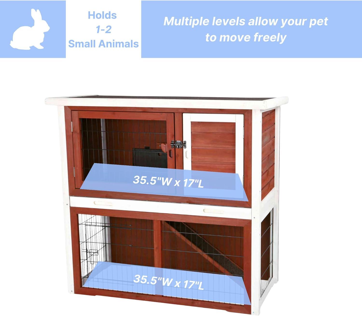 TRIXIE TRIXIE 2-Story Cabin Rabbit Hutch with Run, Ramp, Attic Storage, for Rabbits or Guinea Pigs