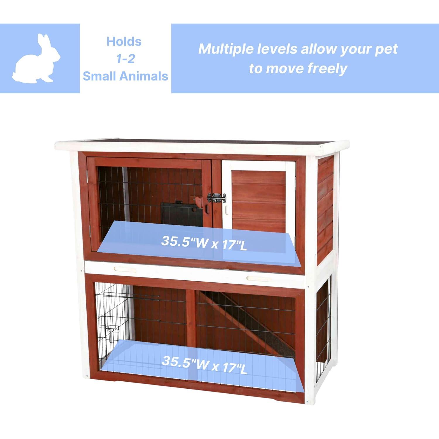 TRIXIE TRIXIE 2-Story Cabin Rabbit Hutch with Run, Ramp, Attic Storage, for Rabbits or Guinea Pigs