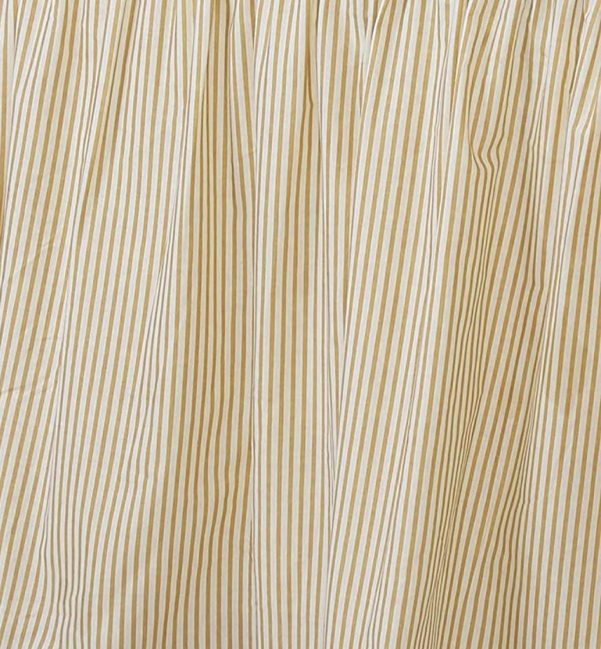 Golden Ivory Cotton Striped Ruffled Queen Bed Skirt