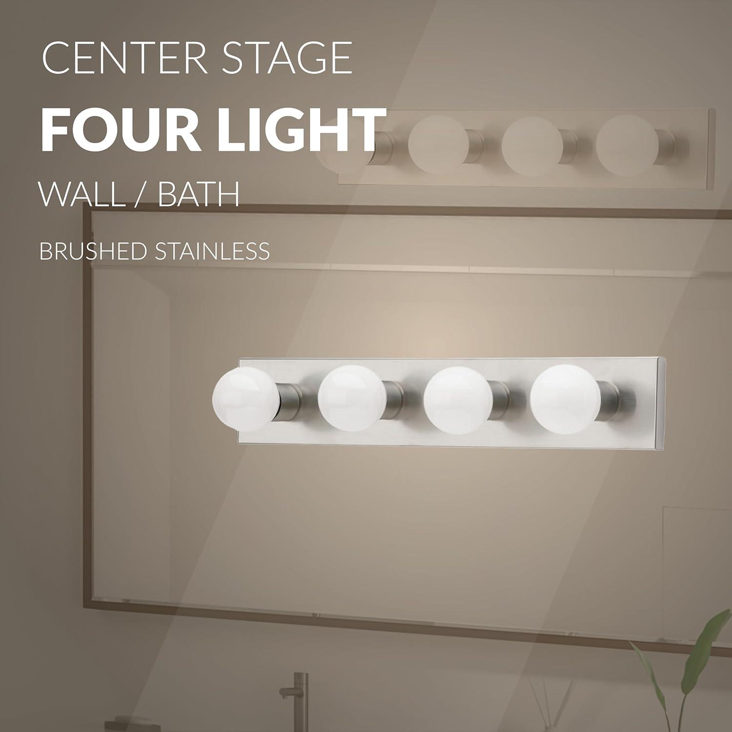 Brushed Stainless Steel 4-Light Dimmable Vanity Fixture