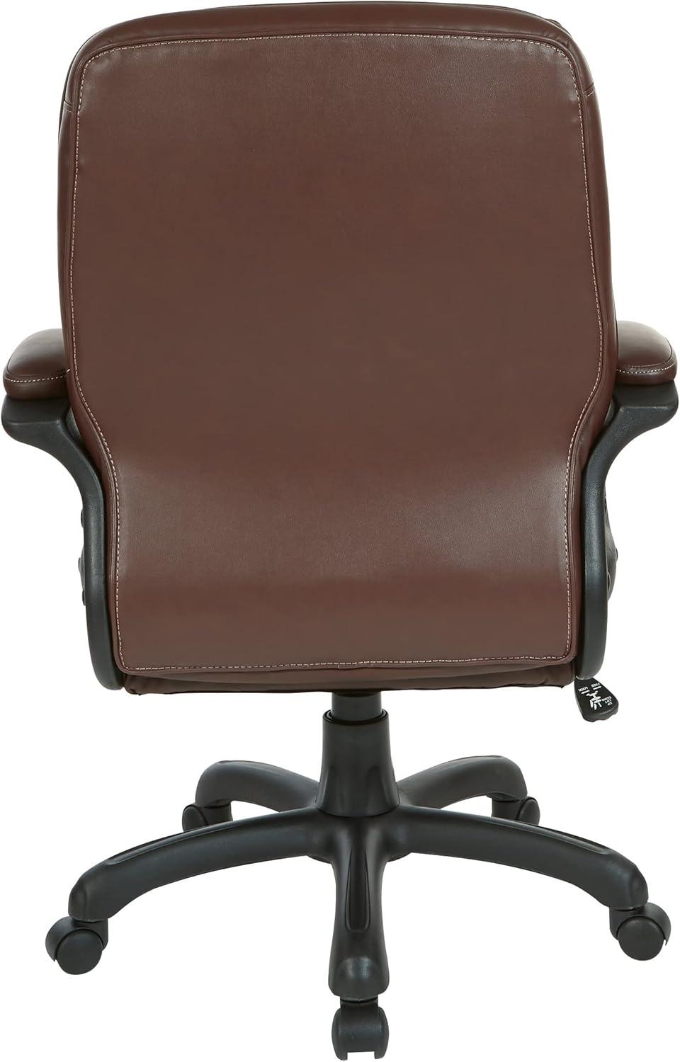 Executive Mid Back Chocolate Faux Leather Chair with Contrast Stitching