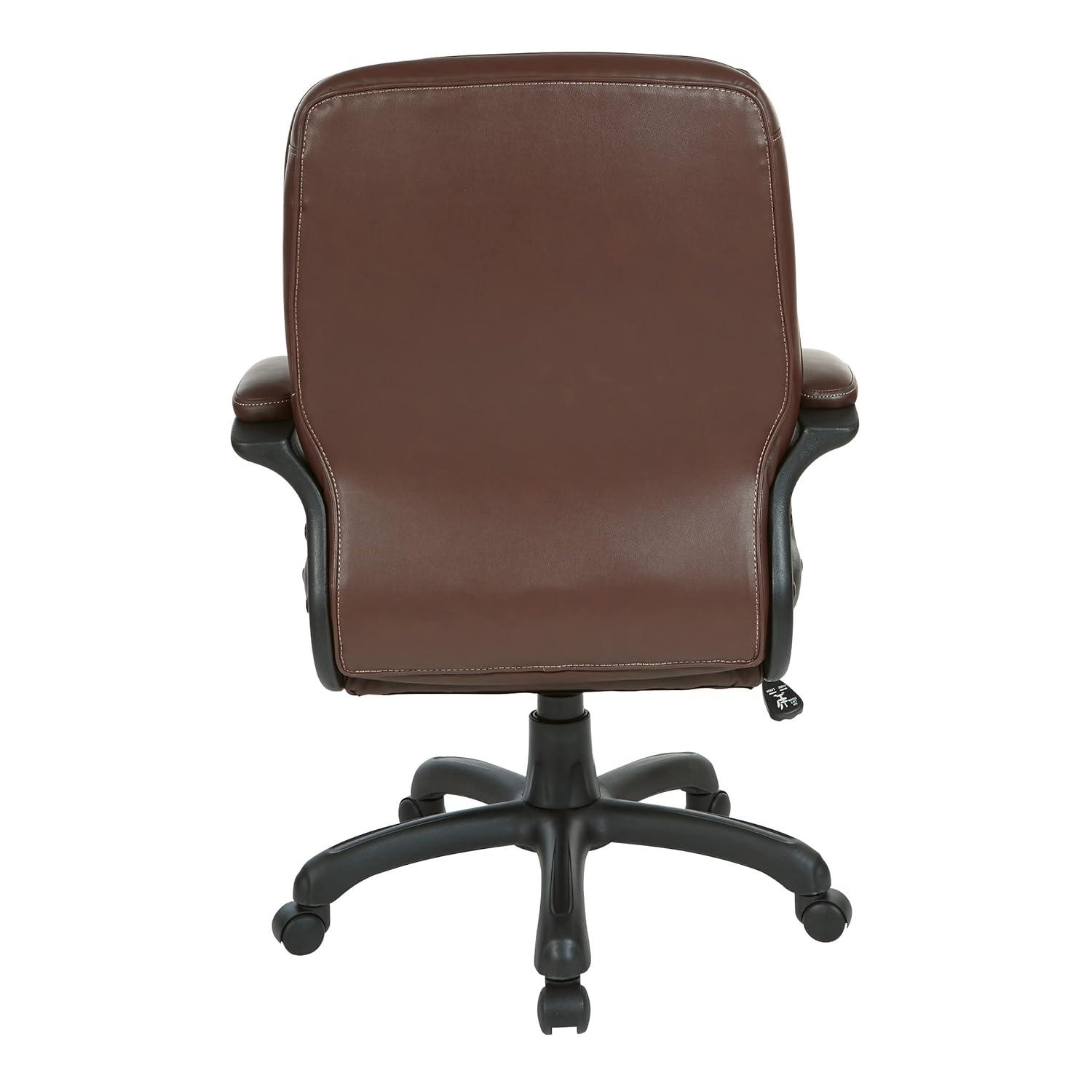 Executive Mid Back Chocolate Faux Leather Chair with Contrast Stitching