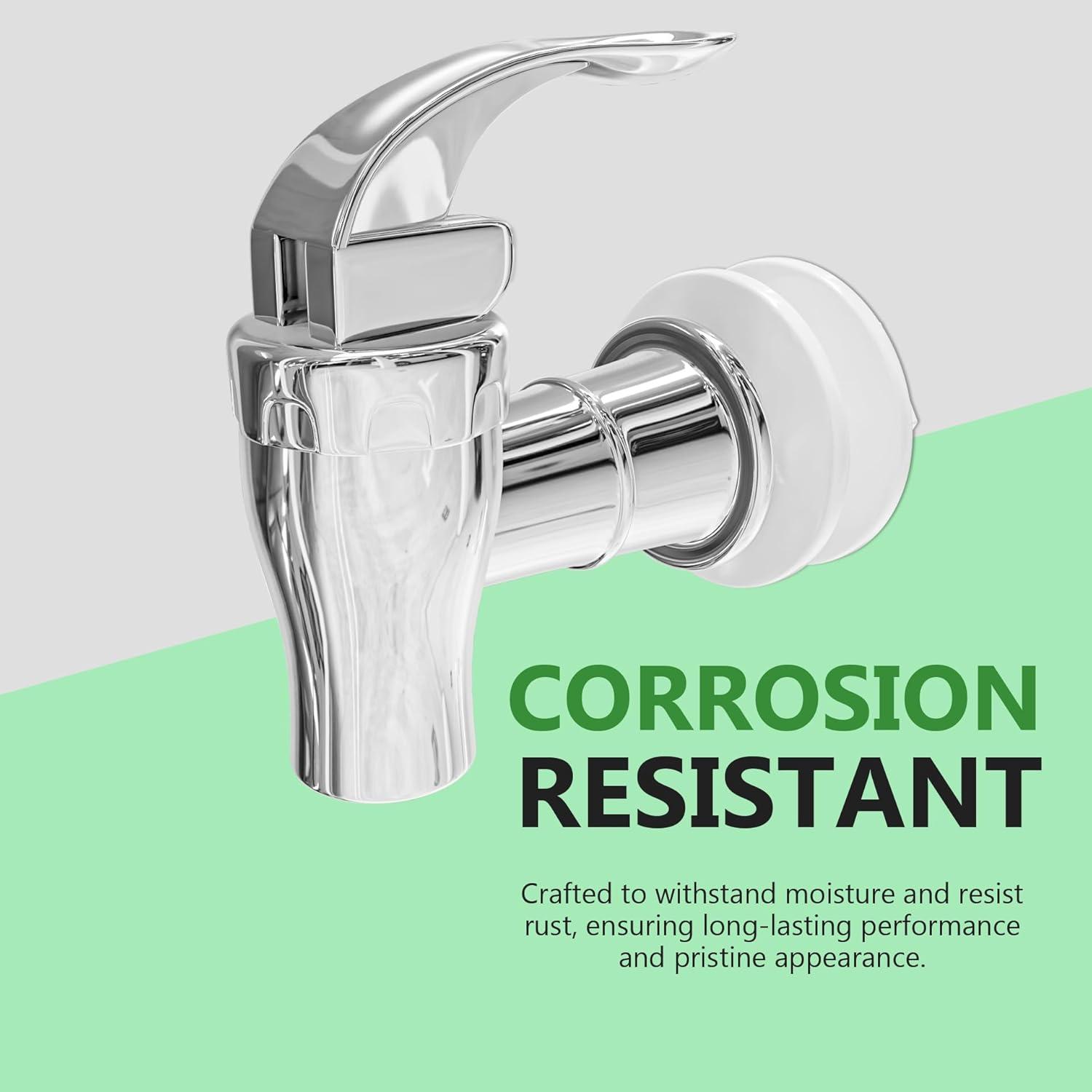 Silver Beverage Dispenser Replacement Spigot - Push Style for Drink Dispensers with Spout - Fits Mason Jar, Glass, and Plastic Pitchers - Ideal for Parties and Events