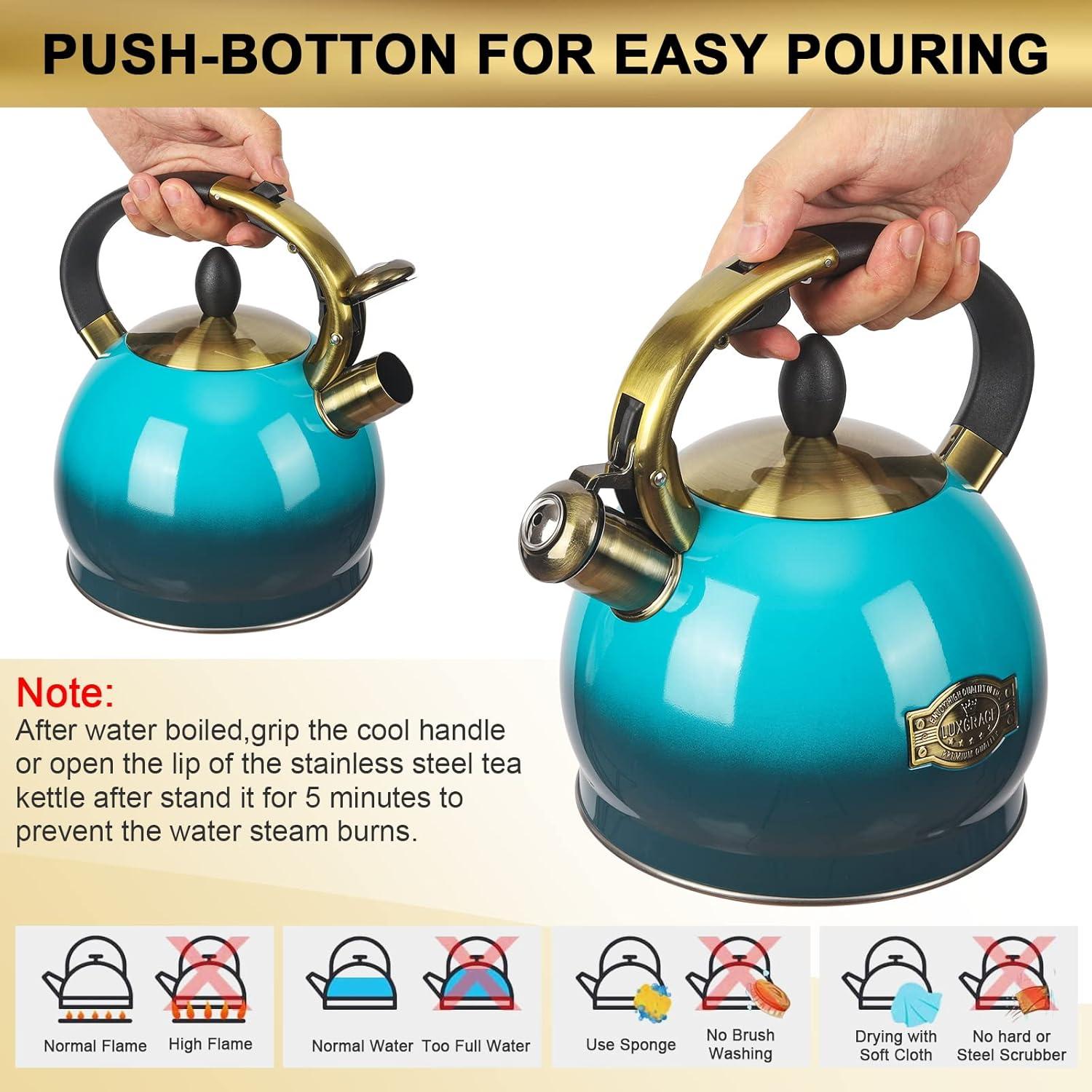 Tea Kettle -3.0 Quart Tea Kettles Stovetop Whistling Teapot Stainless Steel Tea Pots for Stove Top Whistle Tea Pot