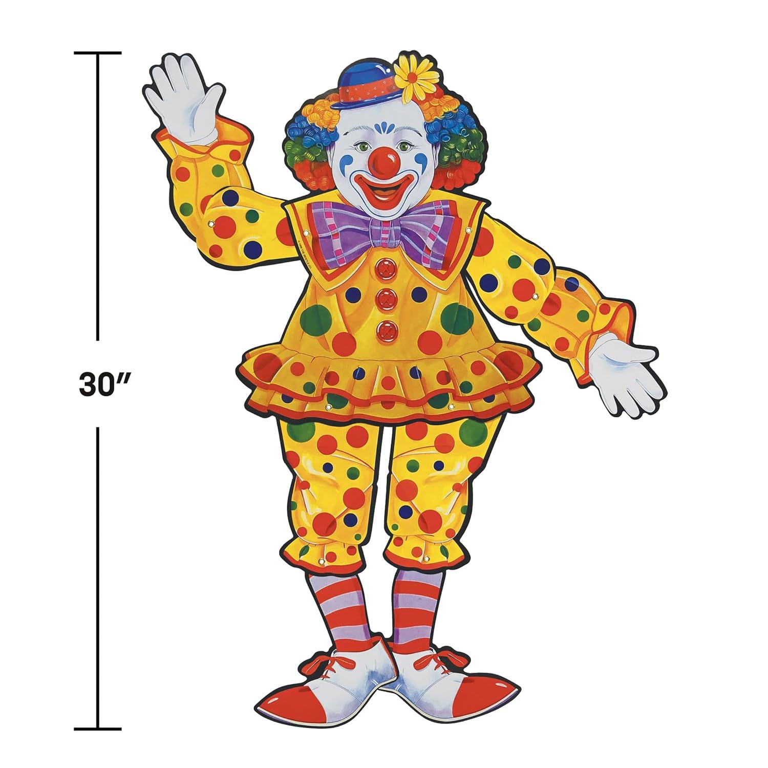 Colorful 30" Cardstock Circus Clown Wall Decoration