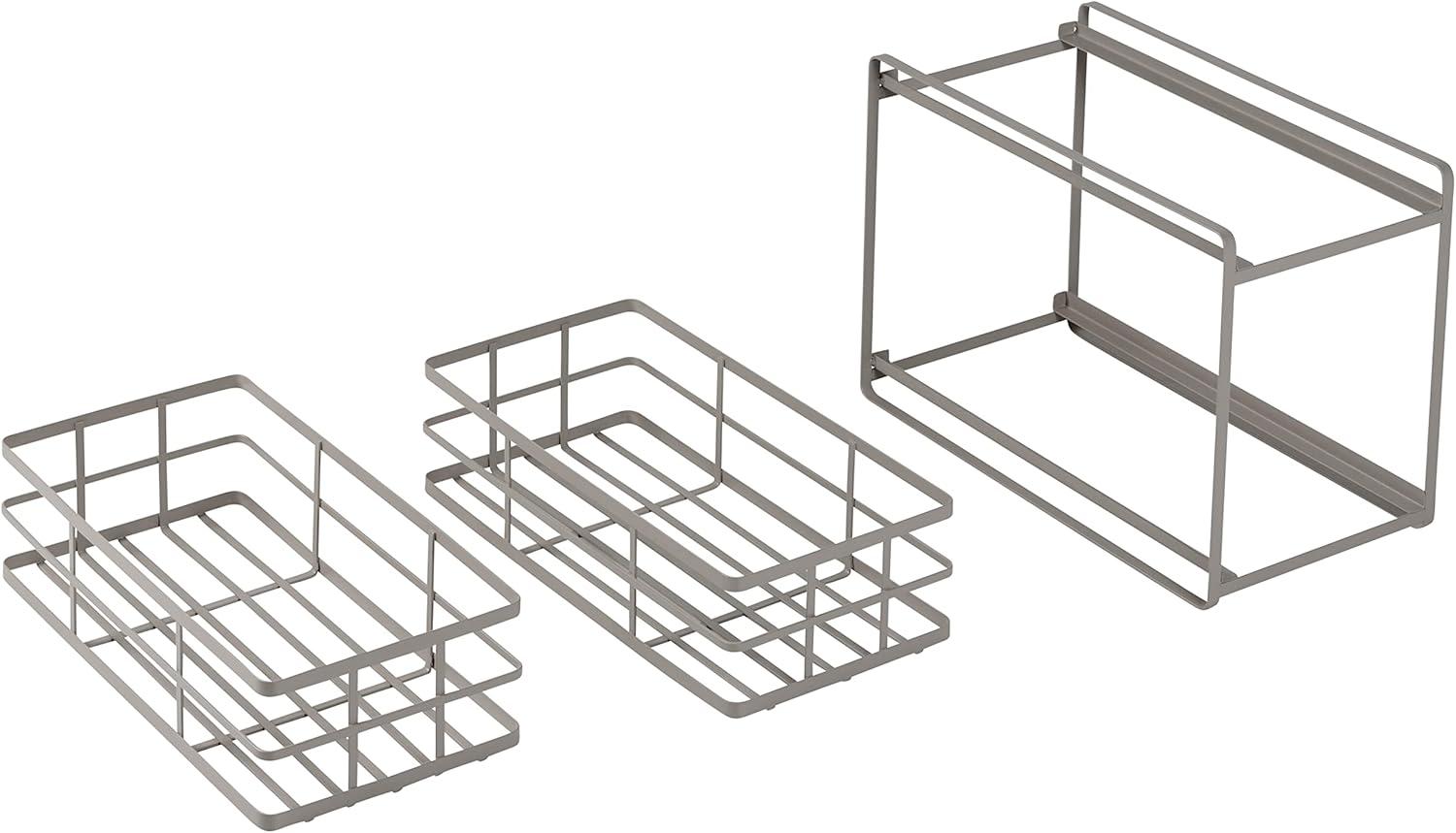 Gray Steel 2-Tier Under-Sink Cabinet Drawer Organizer