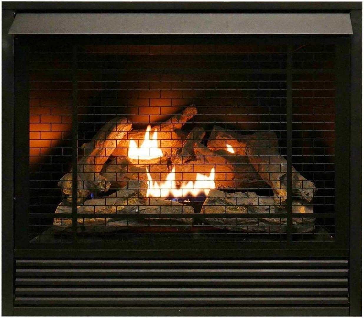 Black Dual Fuel Ventless Gas Fireplace Insert with Mantel