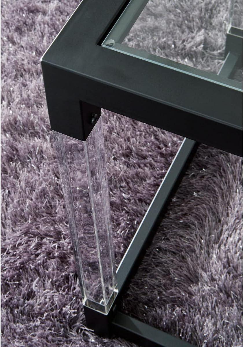 Modern Black Metal and Glass Square End Table