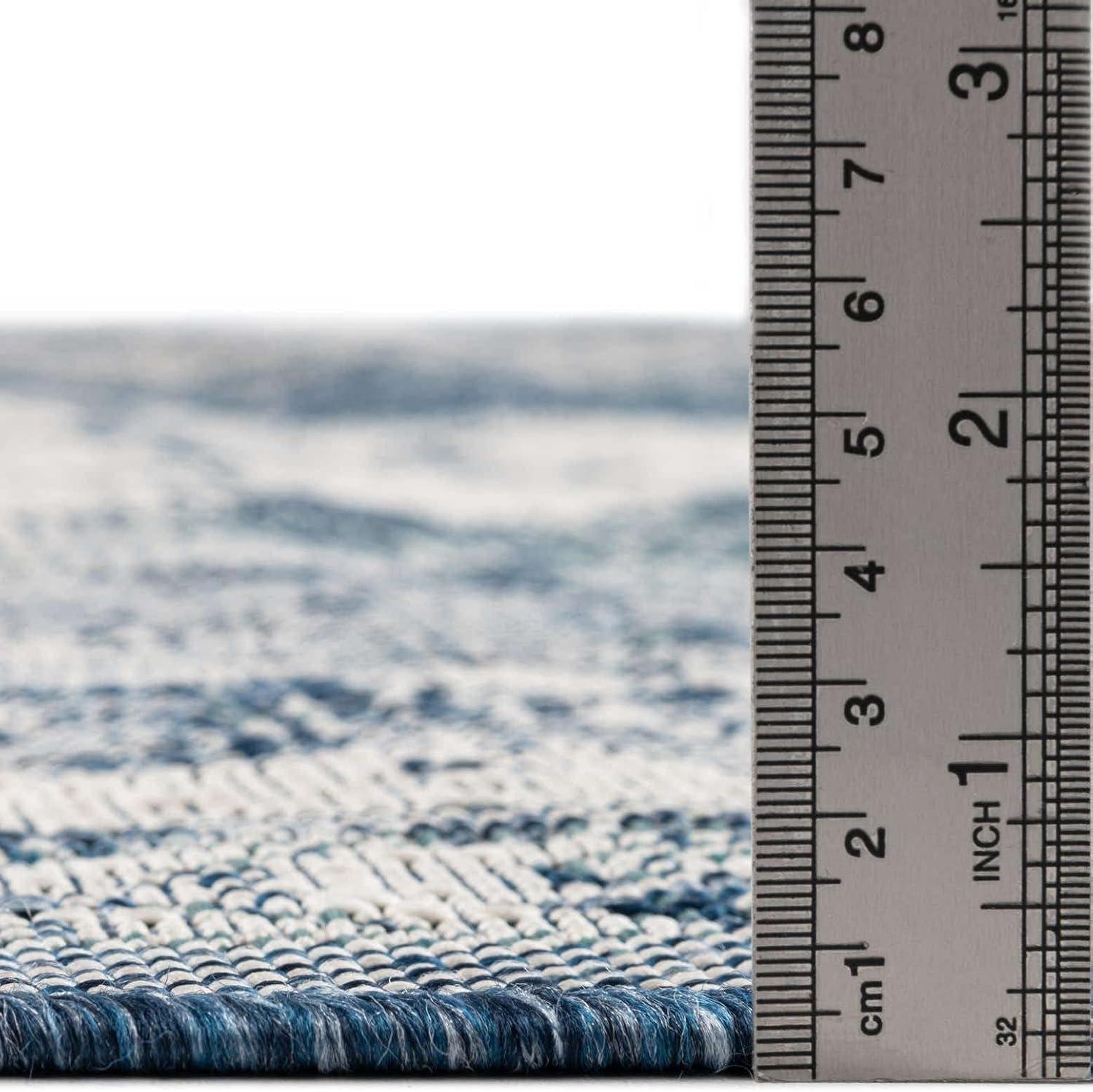 Unique Loom 5' 3 x 5' 3 Square Indoor/Outdoor Traditional Blue Area Rug