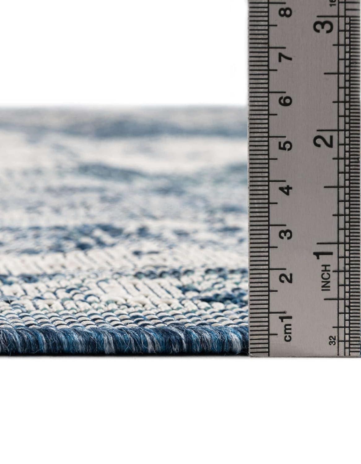 Unique Loom 5' 3 x 5' 3 Square Indoor/Outdoor Traditional Blue Area Rug