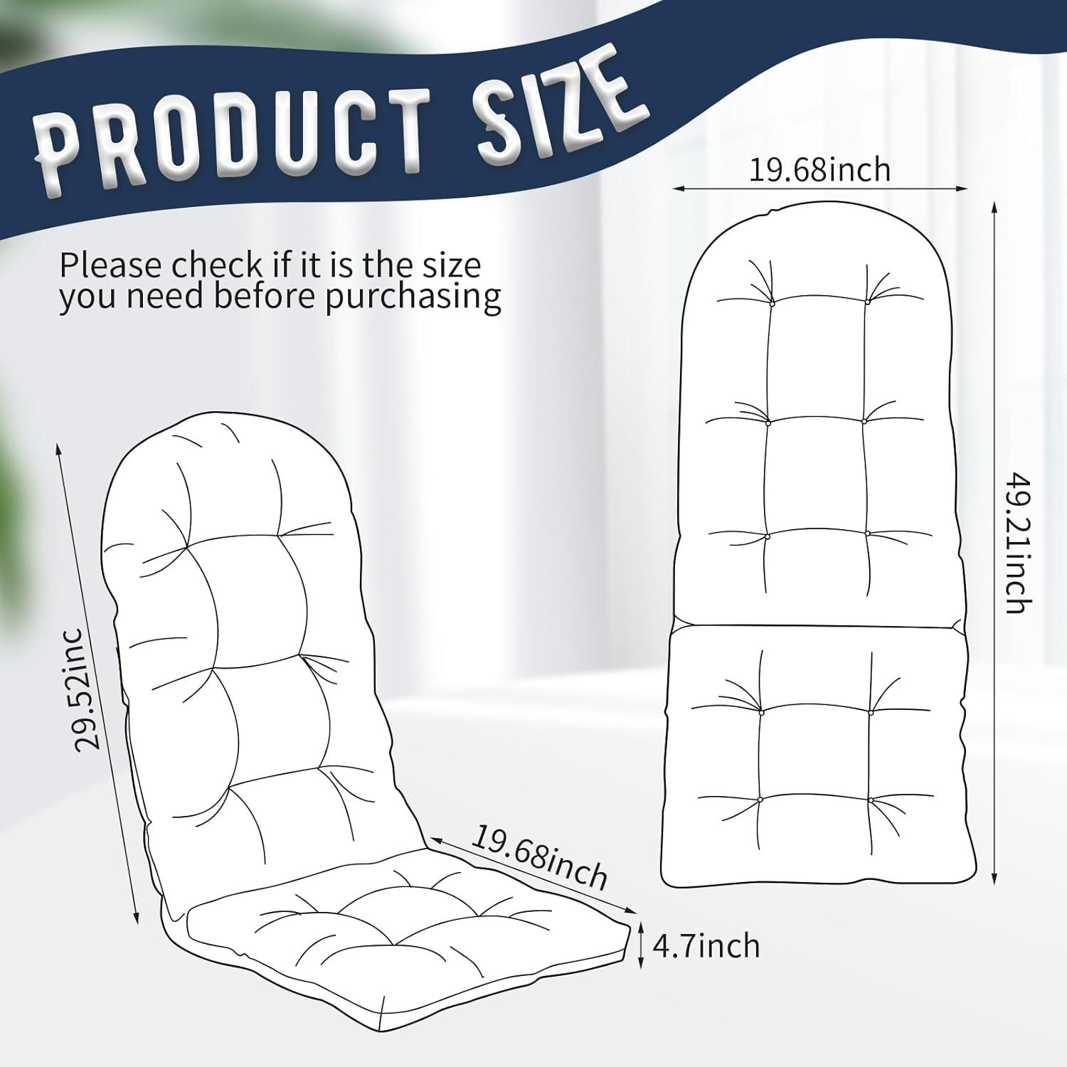 Crestlive Products Adirondack Style Patio Outdoor Chair Cushion for Adirondack Chair or Lounge Rocking Chair - See picture 2-Piece Set, Navy Blue