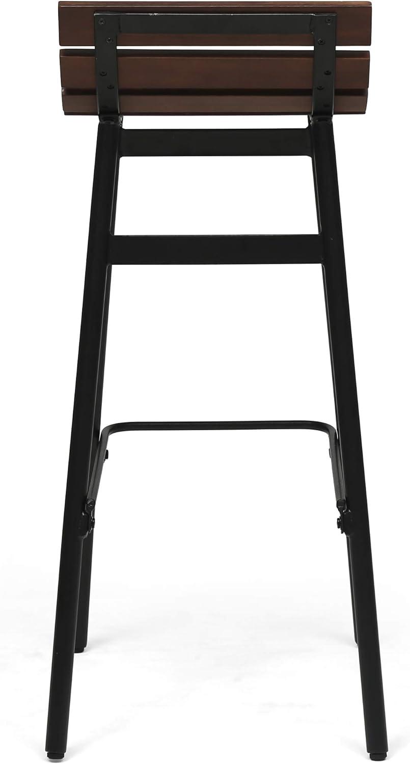 Set of 2 Pepperwood Wooden Barstool Dark Brown - Christopher Knight Home: Industrial Style, Acacia Frame, 29.25" Height