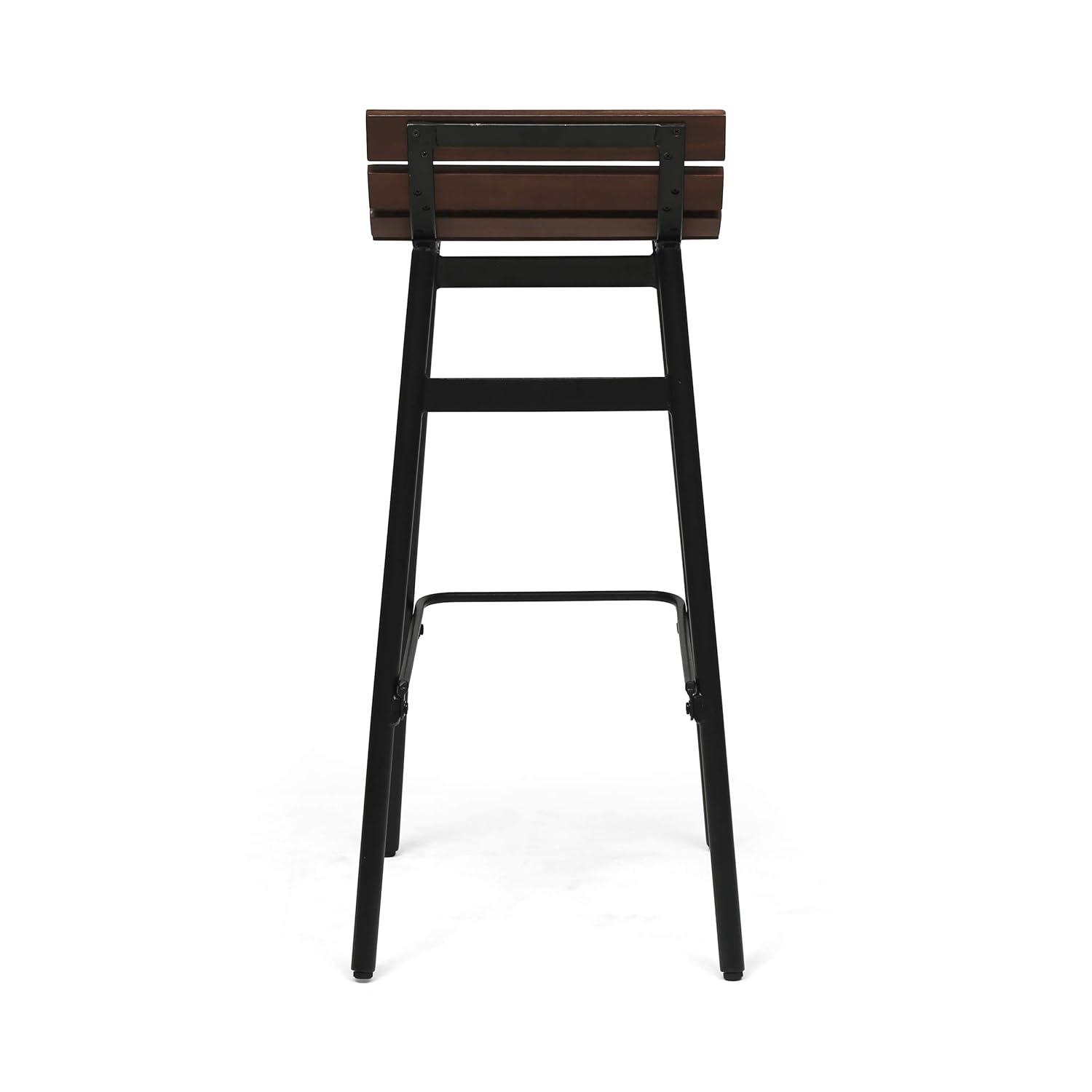 Set of 2 Pepperwood Wooden Barstool Dark Brown - Christopher Knight Home: Industrial Style, Acacia Frame, 29.25" Height