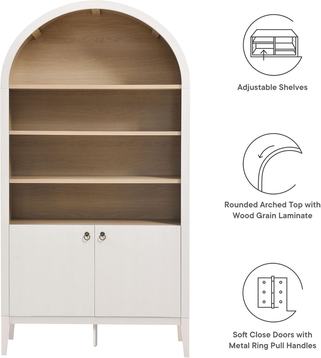 Modway Nolan 74" Tall Arched Storage Display Cabinet Bookshelf