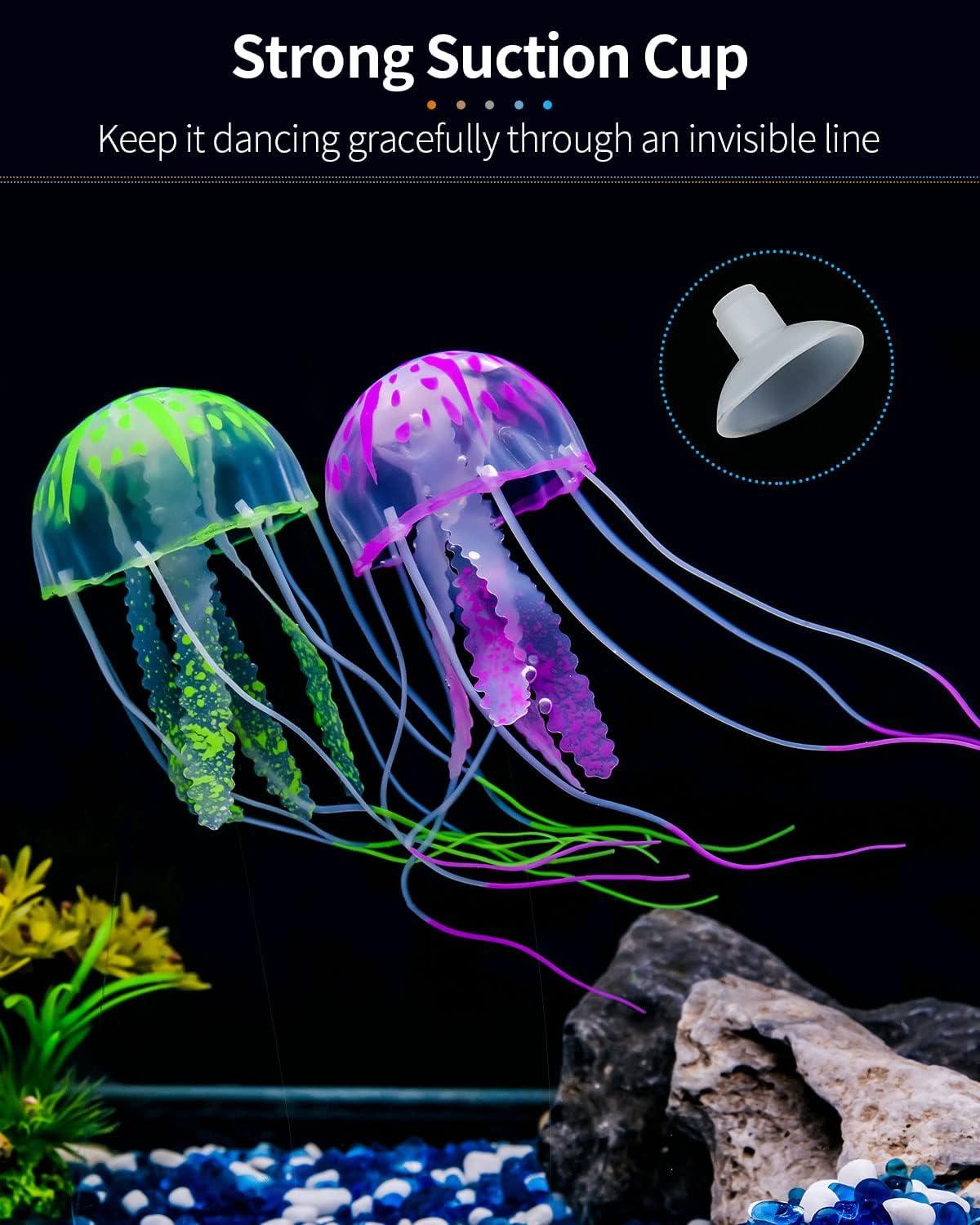 Uniclife Glowing Jellyfish/Christmas Tree Sillicon Ornament Decoration for Aquarium Fish Tank