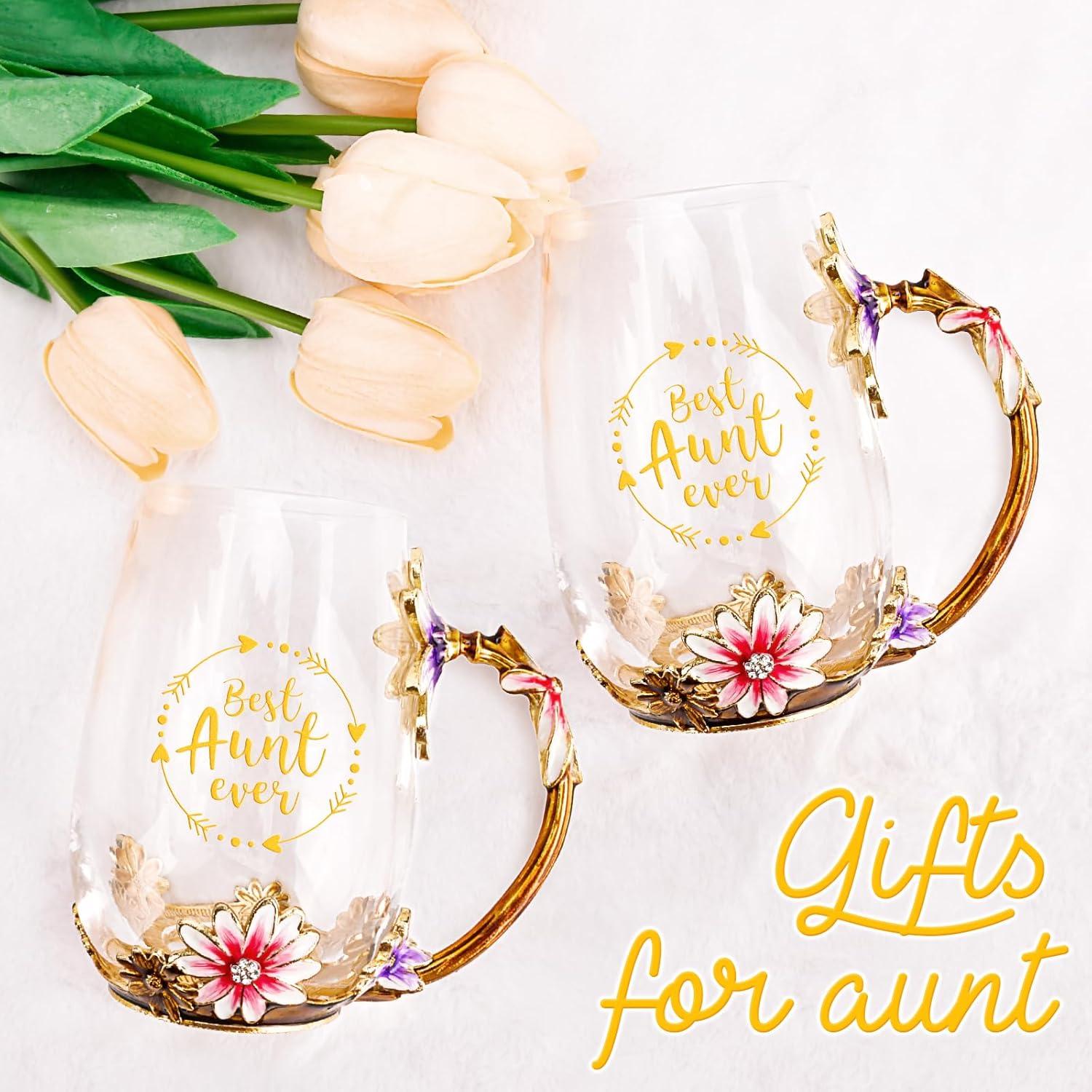 House of Hampton® Enamel Glass Flower Tea Pot With Removable Loose Tea Leaf Infuser Tea Maker Teapot Set 30.4OZ Gifts For Women,Mom,Birthday