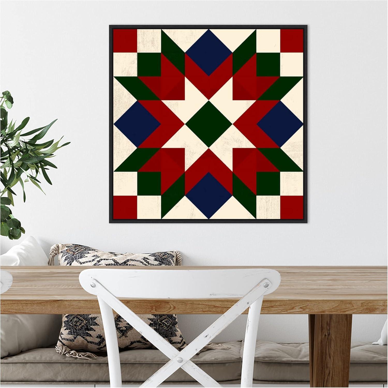 Amanti Art Christmas Barn Quilt IV by Victoria Barnes Framed Canvas Wall Art