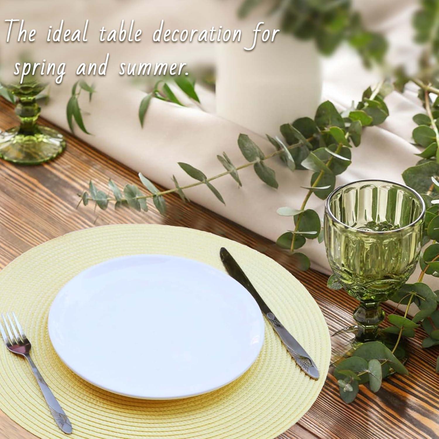 Yellow Round Braided Polyester Placemats Set of 6