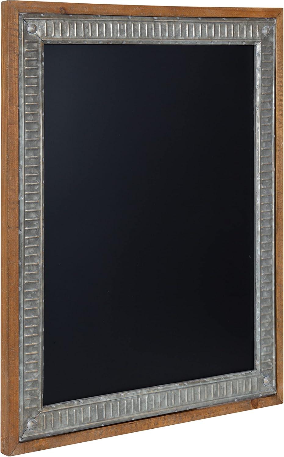 Rustic Brown Wood and Metal Framed Magnetic Chalkboard, 24x30