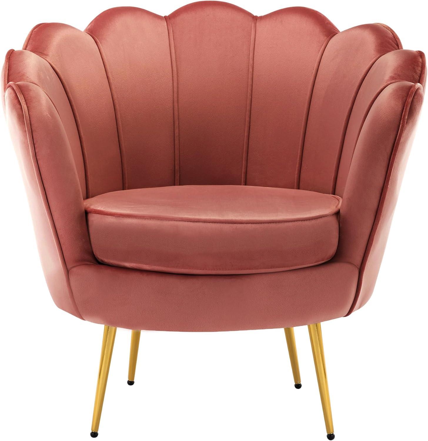 Dusty Rose Velvet Accent Chair with Gold Metal Legs