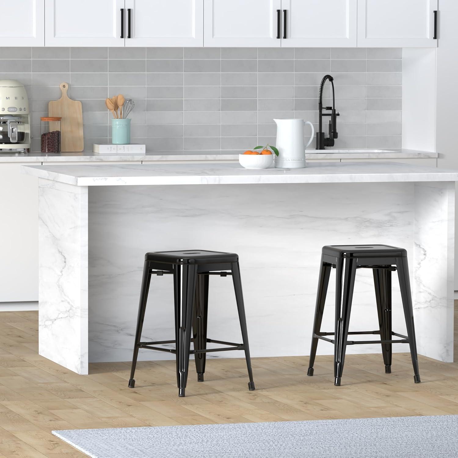 Williston Forge Kohki 24" Counter Stool Metal Bar Stools Counter Height Barstools Backless Indoor/Outdoor Bar Stools Kitchen Counter Stools Chairs(Set of 4)