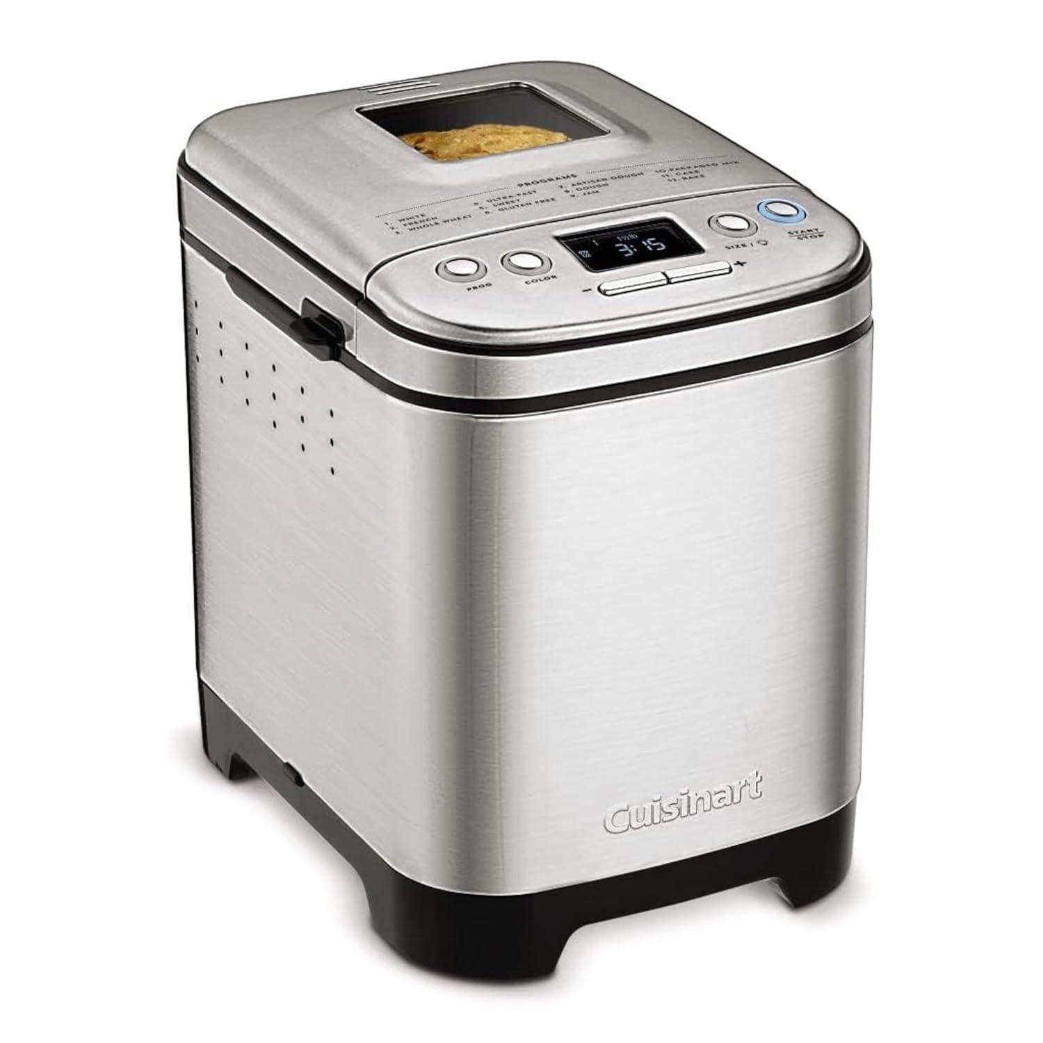 Cuisinart Bread Maker Machine, Compact and Automatic, Customizable Settings, Up to 2lb Loaves
