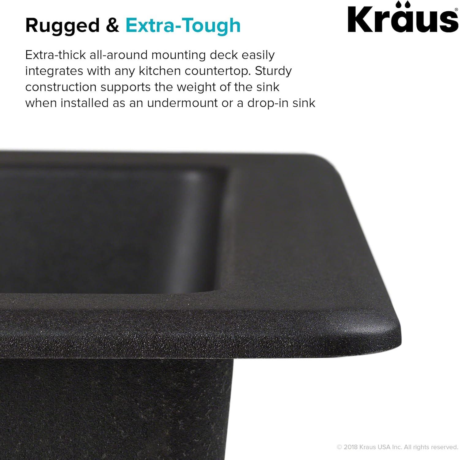 KRAUS Quarza™ 33" L Dual Mount 60/40 Double Bowl Granite Kitchen Sink