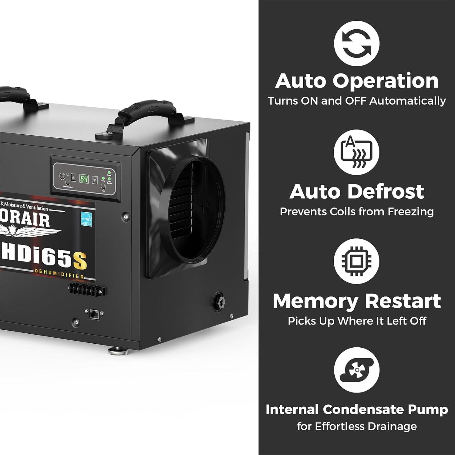 AlorAir 120 PPD Black Commercial Dehumidifier with Pump and Hose
