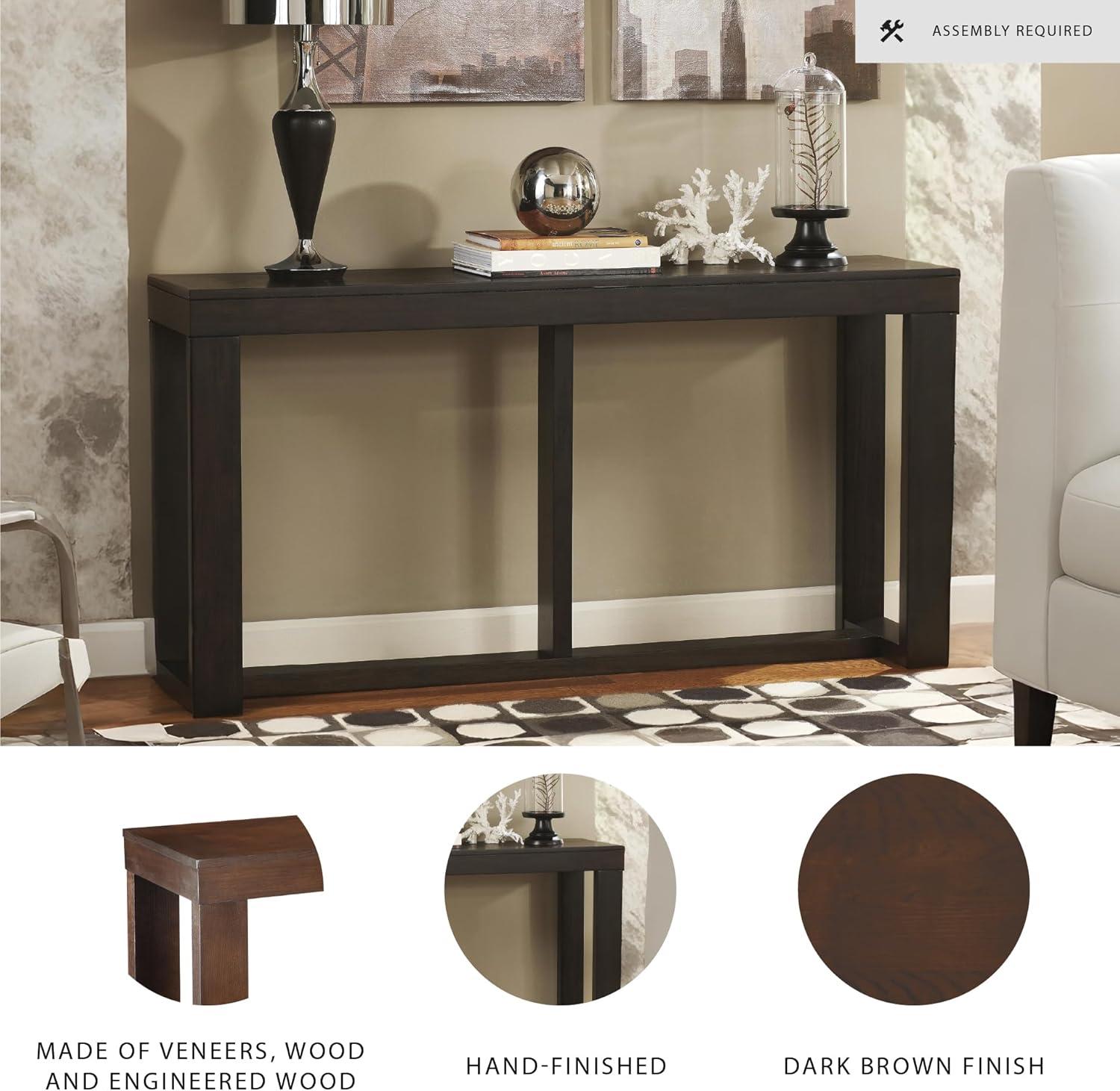 Signature Design by Ashley Contemporary Watson Sofa/Console Table  Dark Brown