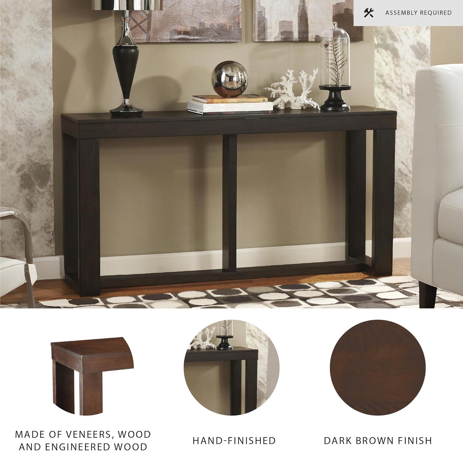 Signature Design by Ashley Contemporary Watson Sofa/Console Table  Dark Brown