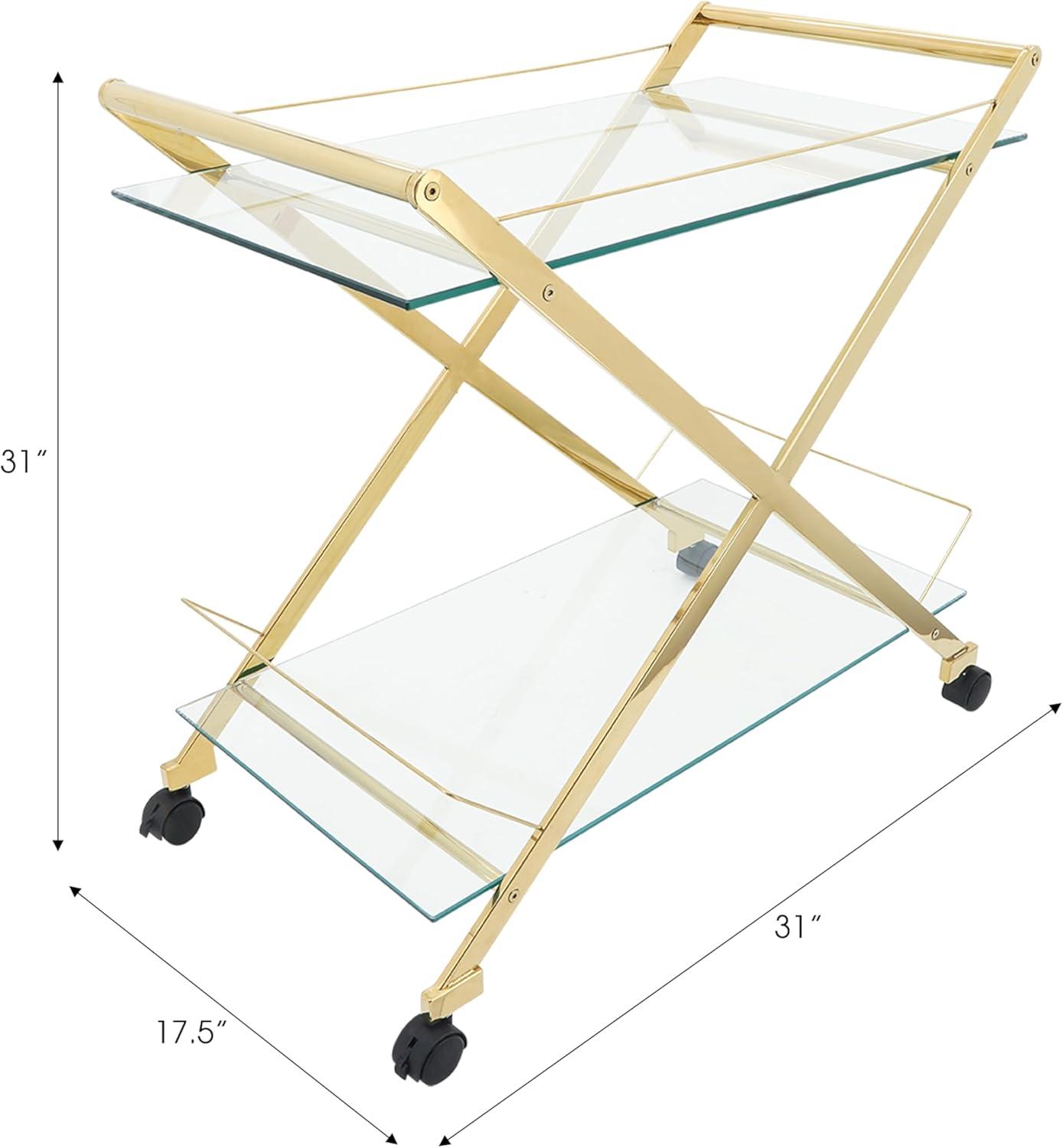 Sagebrook Home Rolling Bar Cart Gold