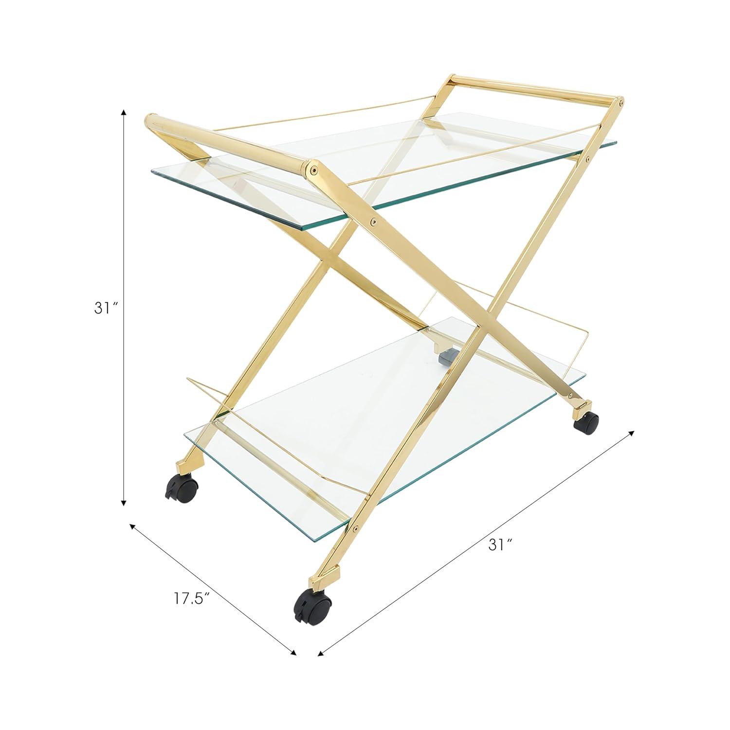 Sagebrook Home Rolling Bar Cart Gold