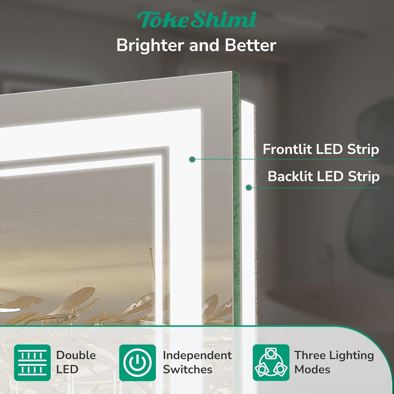 Ivy Bronx Keonjinn 40 X 24 In LED Bathroom Mirror With Lights, Adjustable 3 Color Lights, LED Vanity Mirror, Wall Mounted Anti-Fog Dimmable Mirror, UL Listed LED Driver, HD Tempered Glass(Horizontal/Vertical)