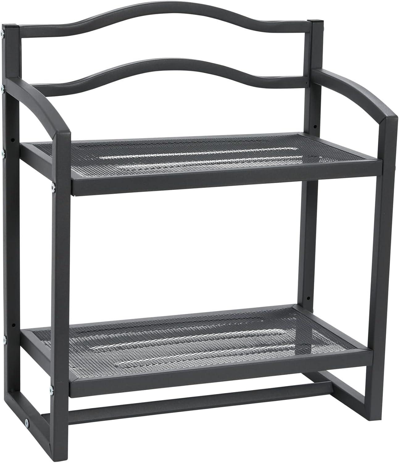 Household Essentials 2 Tier Metal Wall Mount Bathroom Storage Rack Gray