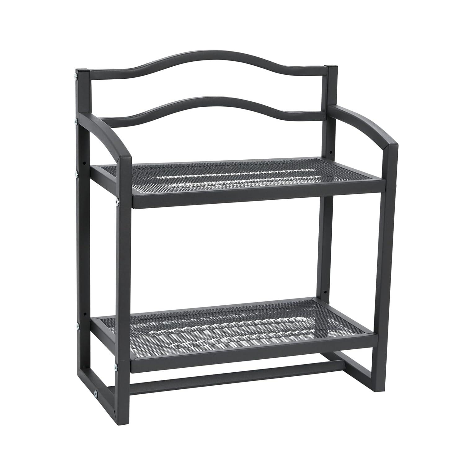 Household Essentials 2 Tier Metal Wall Mount Bathroom Storage Rack Gray: Wall Storage Basket & Bathroom Containers