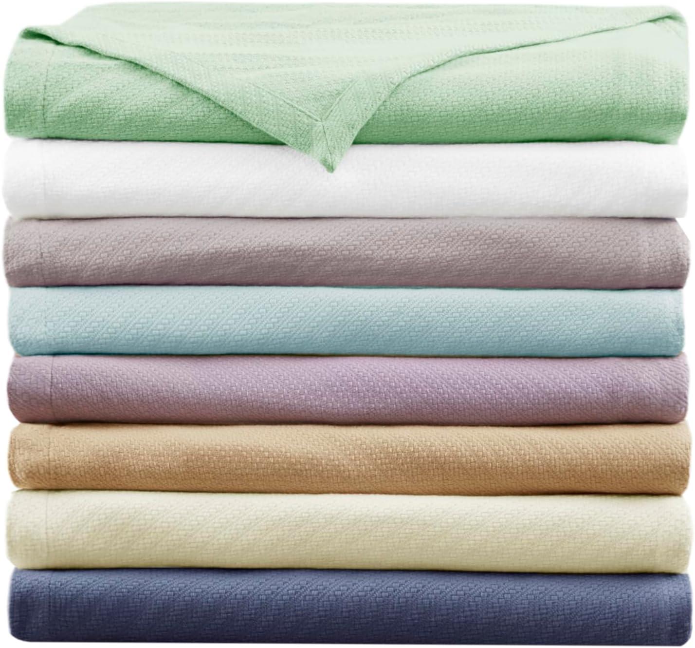 Madison Park Bed Blanket Liquid Cotton Full/Queen Light Blue: Machine Washable, No Fill, OEKO-TEX Certified