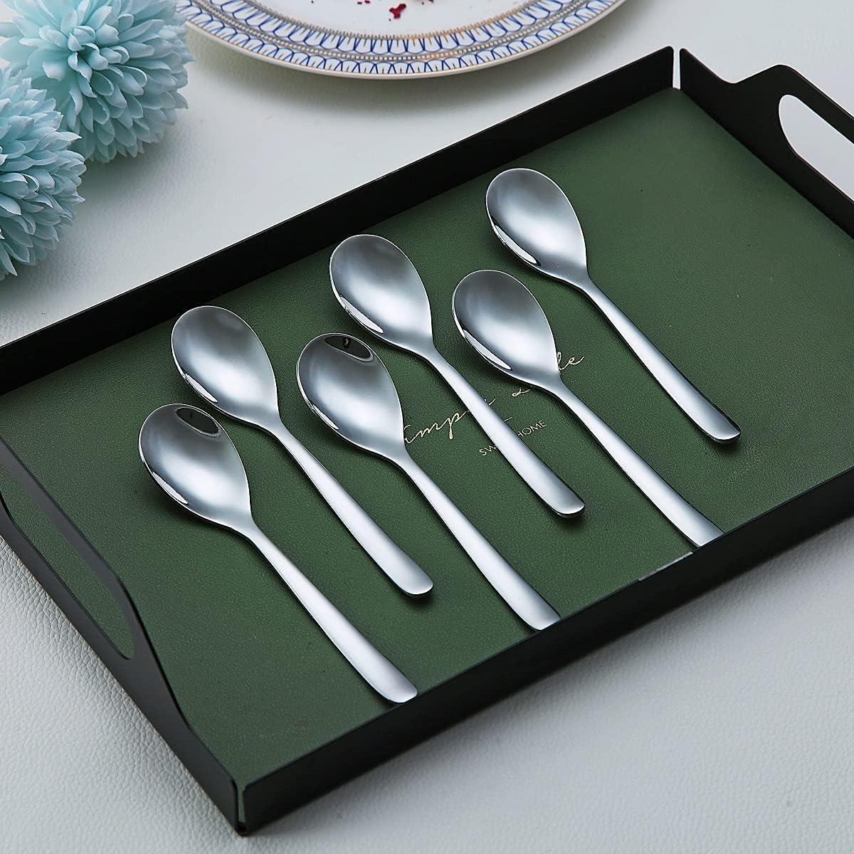 5.5'' Silver Stainless Steel Demitasse Espresso Spoons Set of 6