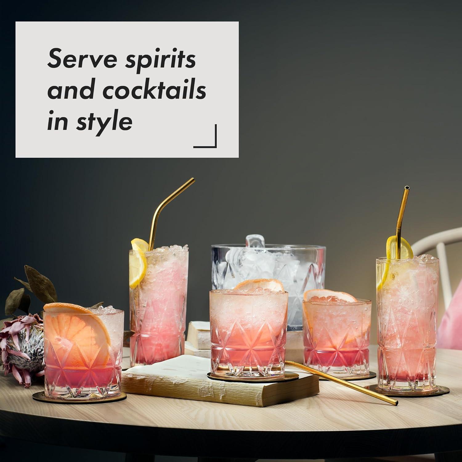 Orrefors Peak Old Fashioned Glass (Set of 4) - 8.5 Fl. Oz., Royal Peak Design, Glassware for Whiskey, Bourbon, Gin, Serving Cocktails & Margaritas, Dishwasher Safe