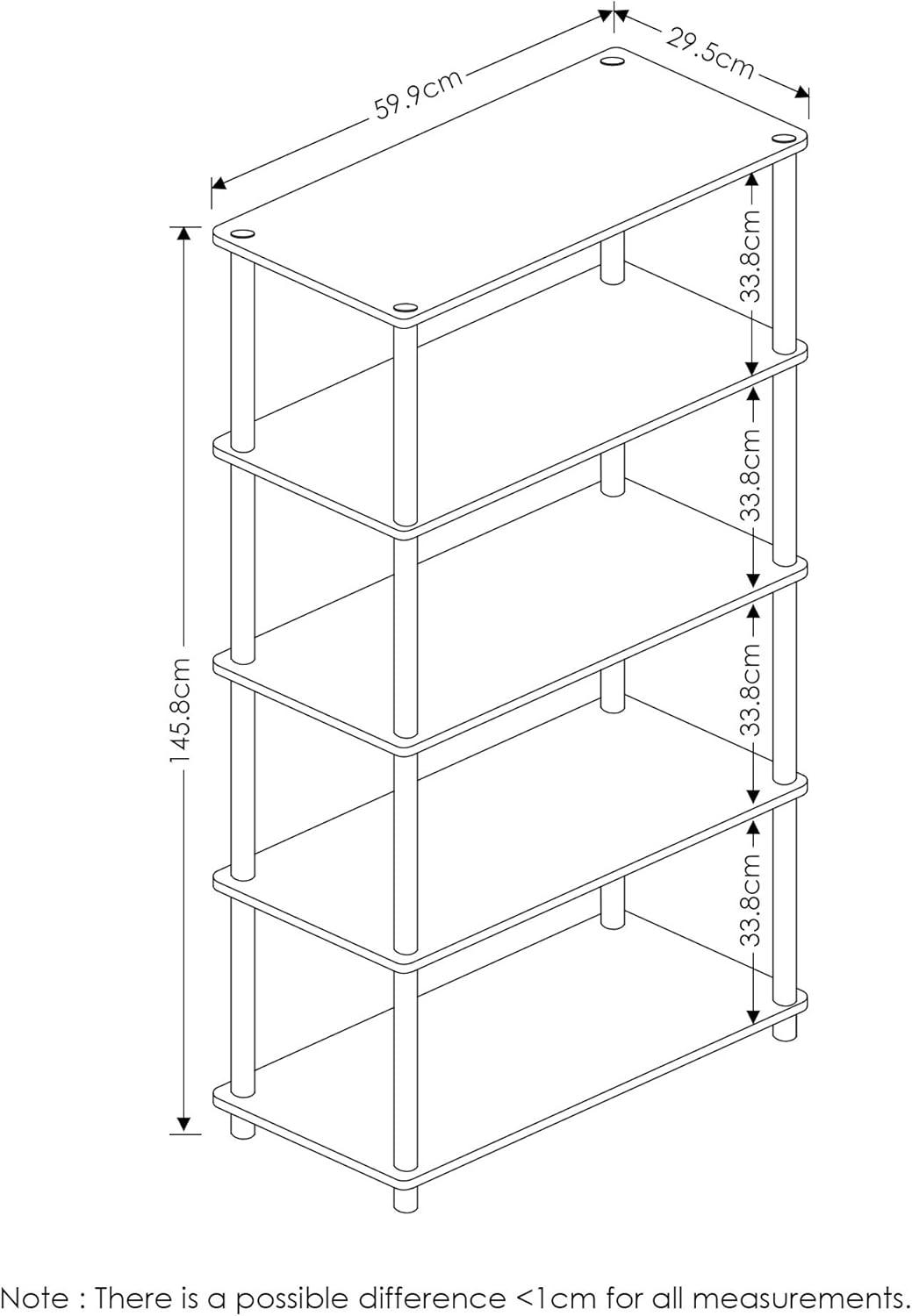 Furinno Turn-N-Tube 5-Tier Multipurpose Shelf Display Rack, Pink/White