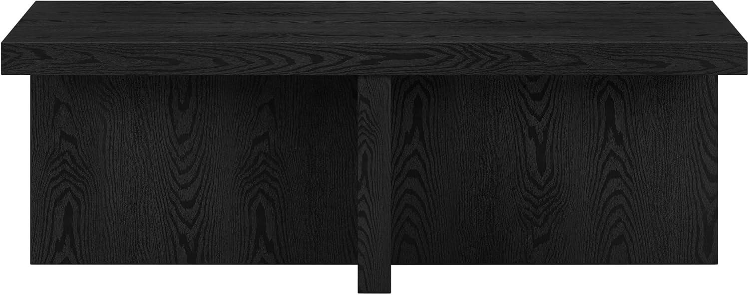 Evelyn and Zoe Elna Contemporary Wide Rectangular Wood Coffee Table, Black Grain