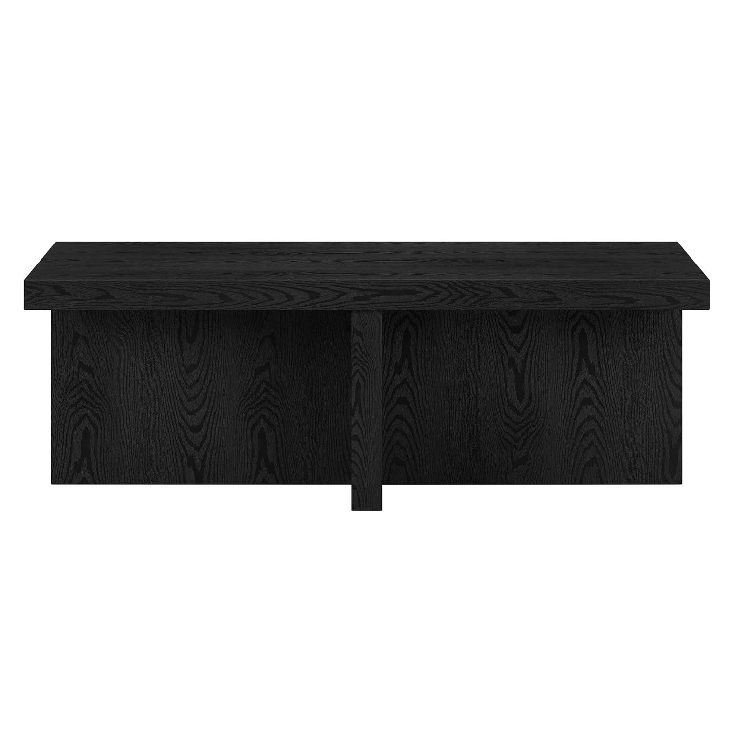 Evelyn and Zoe Elna Contemporary Wide Rectangular Wood Coffee Table, Black Grain