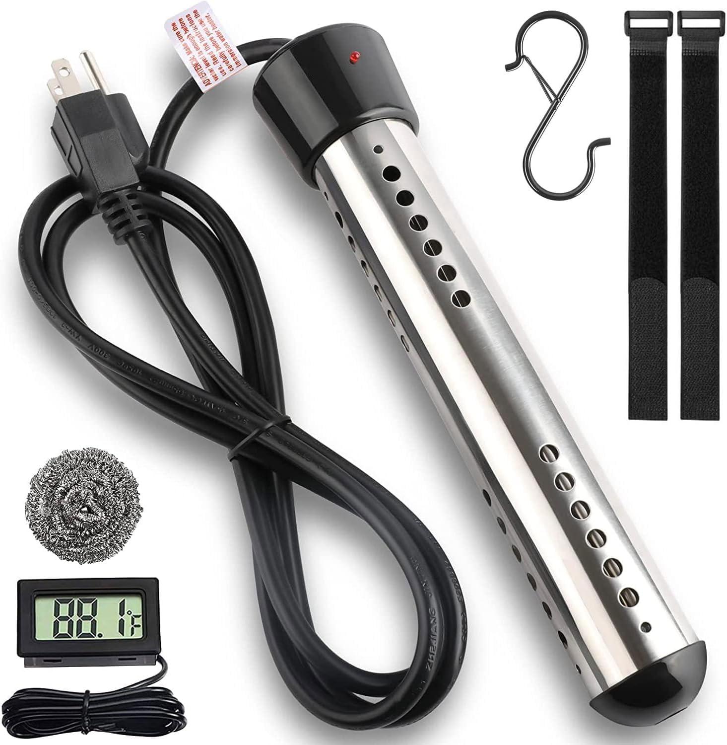 2000W Stainless Steel Portable Immersion Water Heater with Thermometer