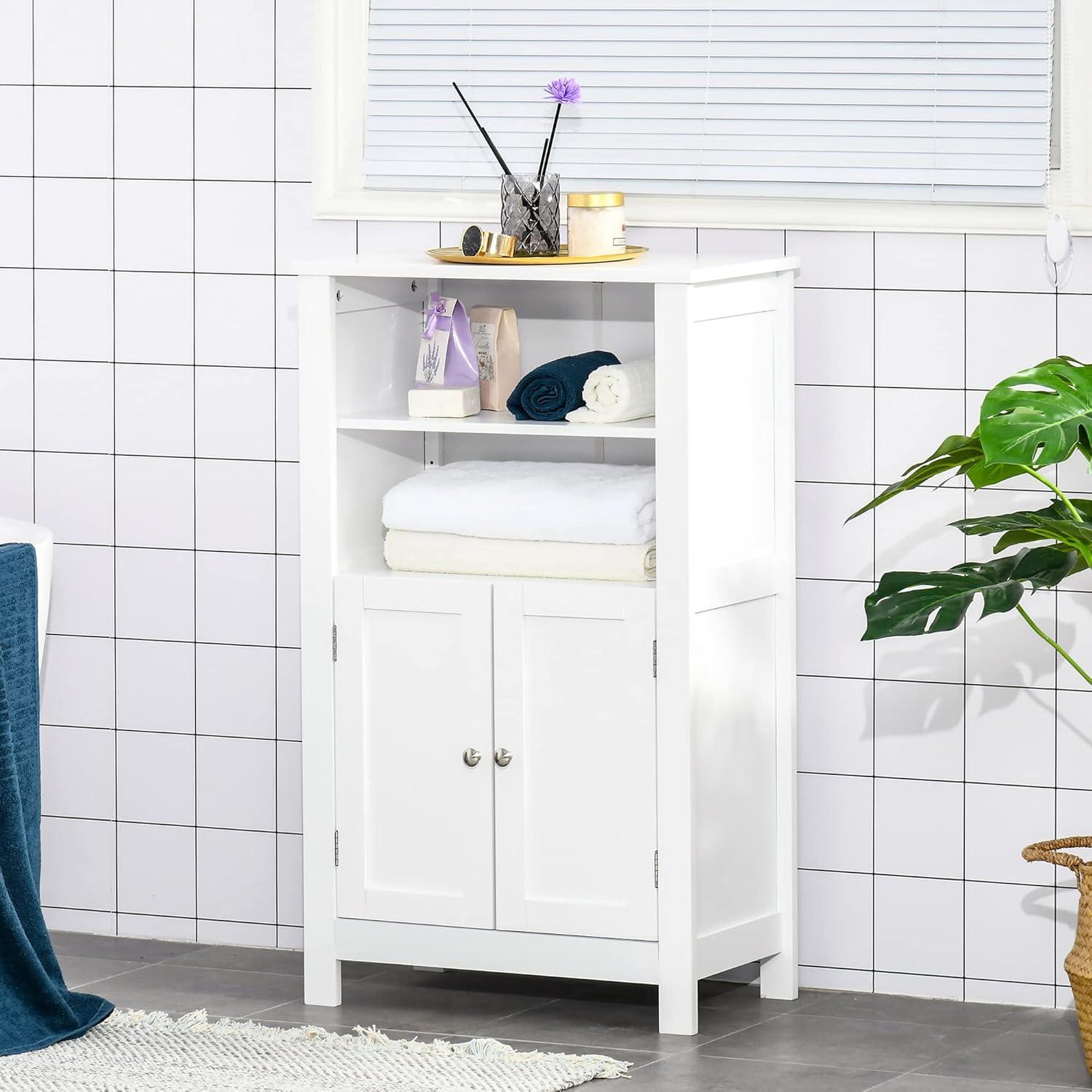 White MDF Living Room Cabinet with Adjustable Shelving