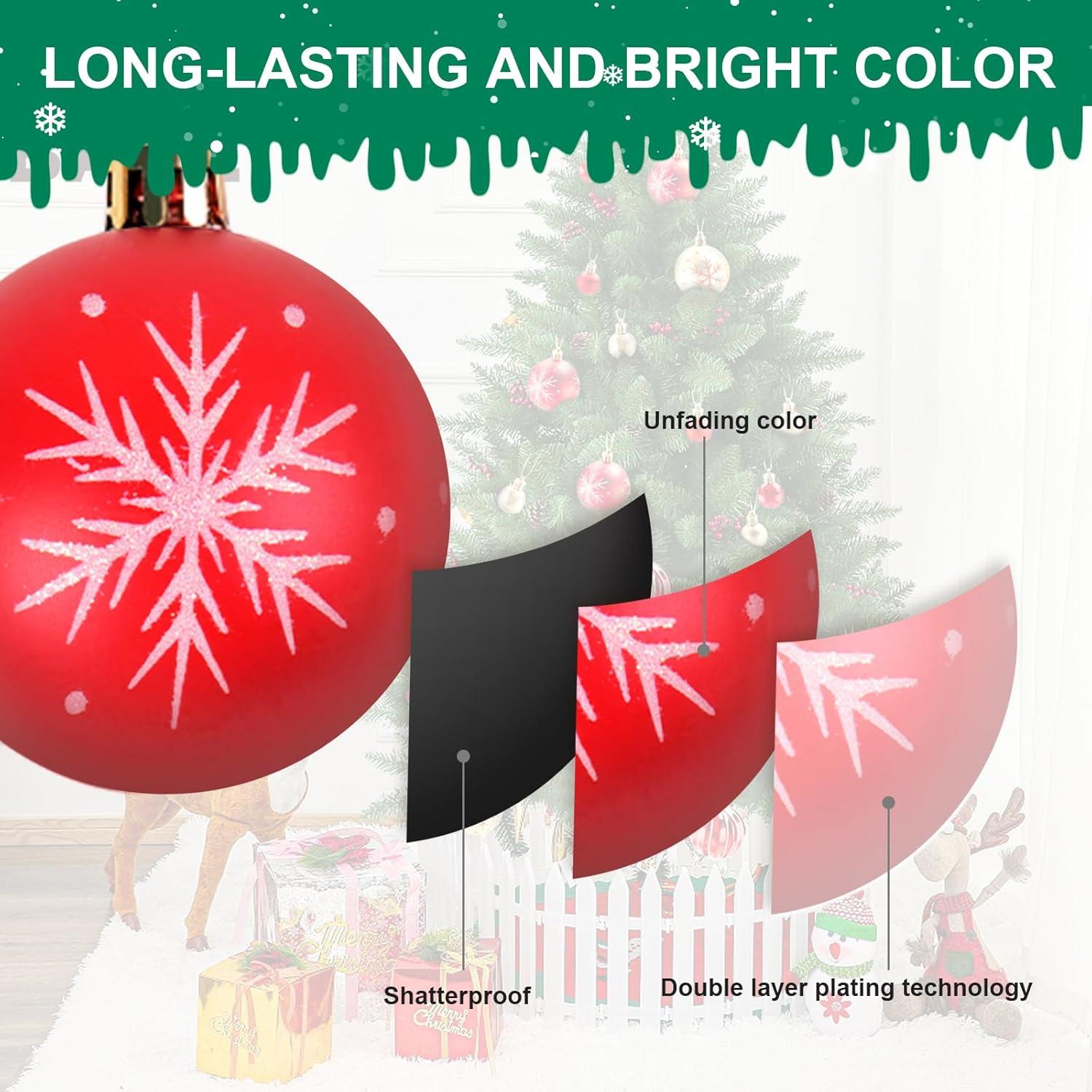 Zhourta 44Pcs Gold and Red Christmas Hanging Balls Christmas Proof Ball Ornaments for Party Holiday Christmas Tree Supplies Home Yard Decorh