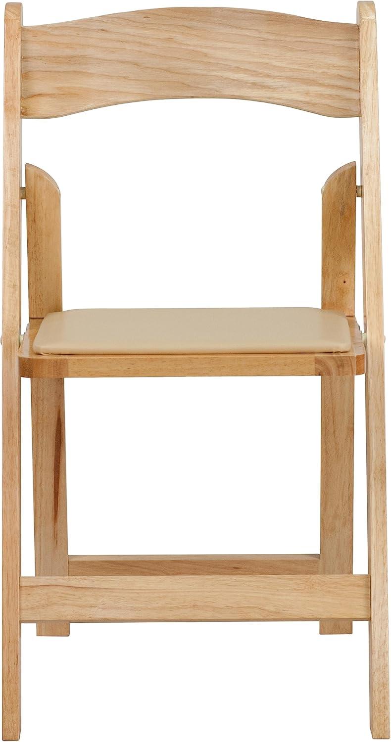 Hercules Series Natural Beechwood Folding Chair with Detachable Vinyl Seat