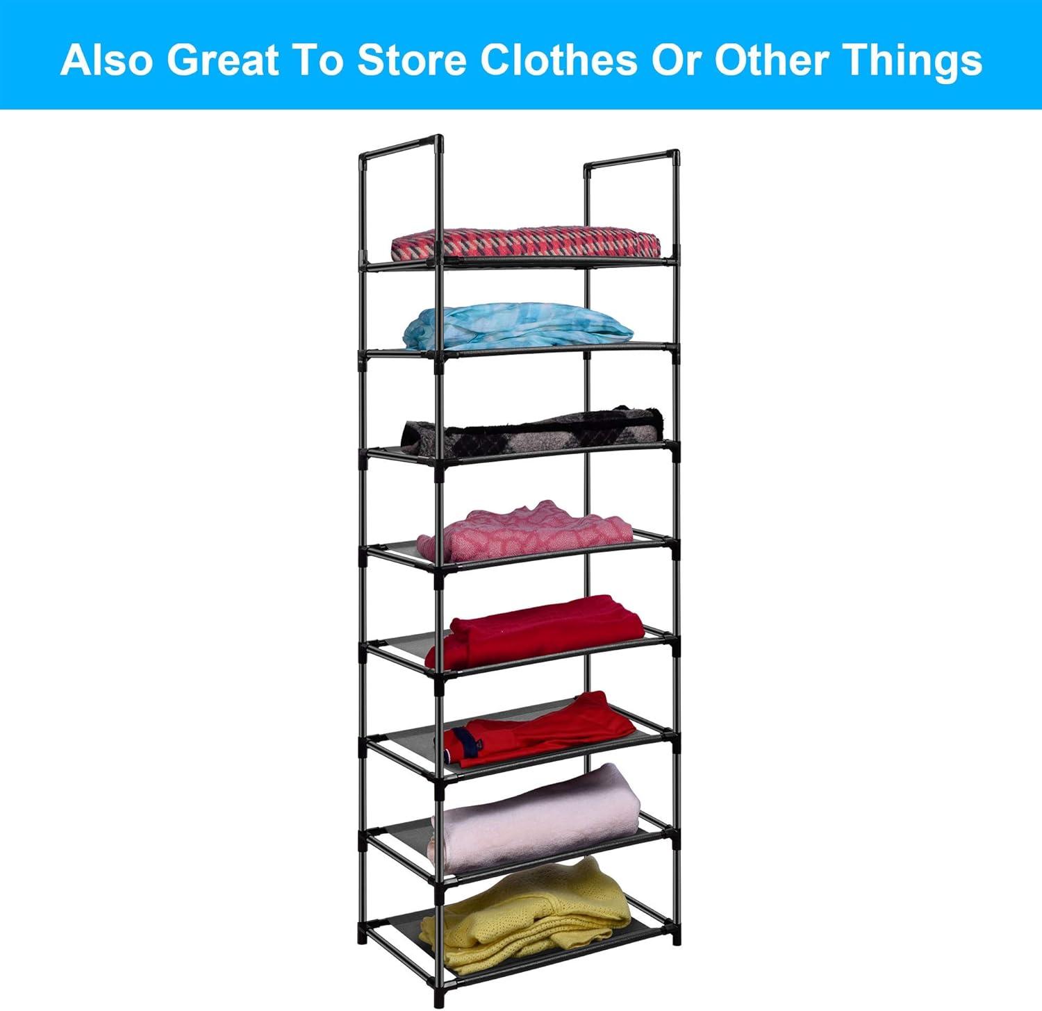 Easyhouse 8 Tier Metal Sturdy Shoe Rack for Entryway/Closet, Stores 16-20 Pairs of Shoes, Multi-use Shelf Organizer for Space Saving Storage